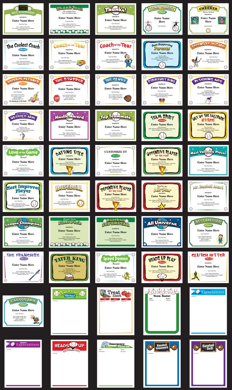INSTANT DOWNLOAD - Baseball Player of the Game Certificate - great tool for coach or team mom - team sports - award