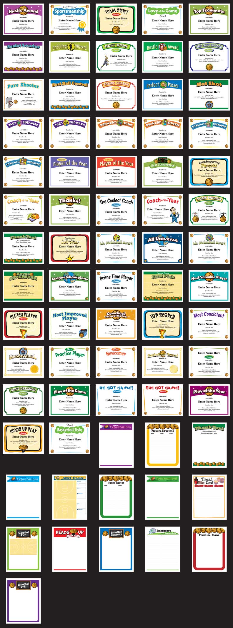 Best basketball award certificates grid