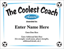 Coolest Coach soccer award image