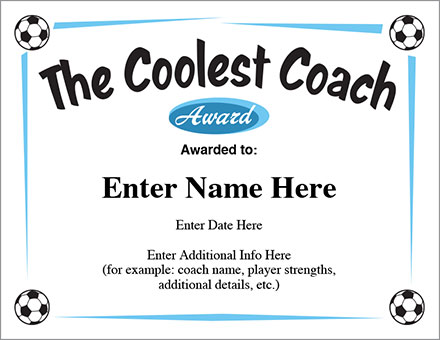 The Coolest Coach Soccer Certificate