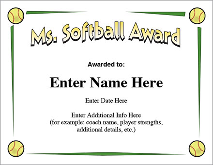 Ms. Softball Award
