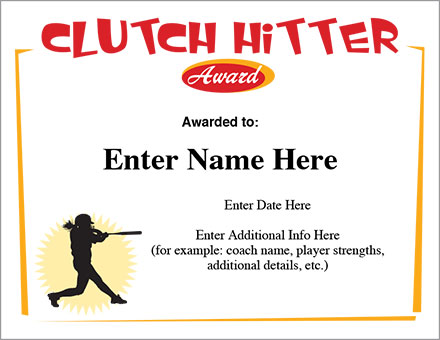 Clutch Hitter Certificate