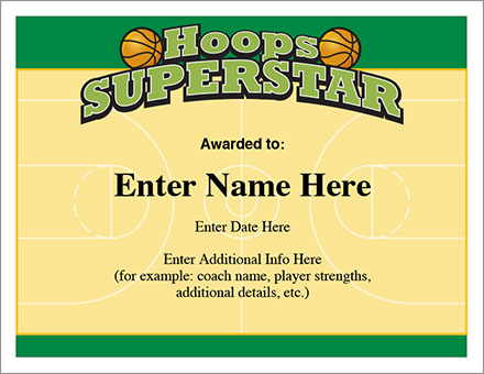 Hoops Superstar Certificate