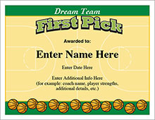 Dream Team Award Certificate image