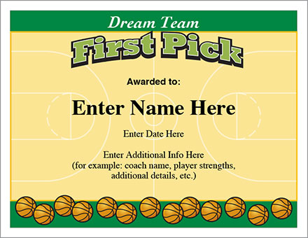 Dream Team Certificate