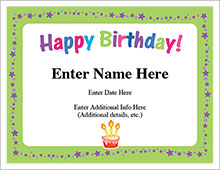 A Happy Birthday Certificate image