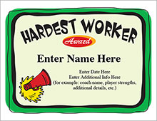 Hardest Worker Cheerleading Certificate image