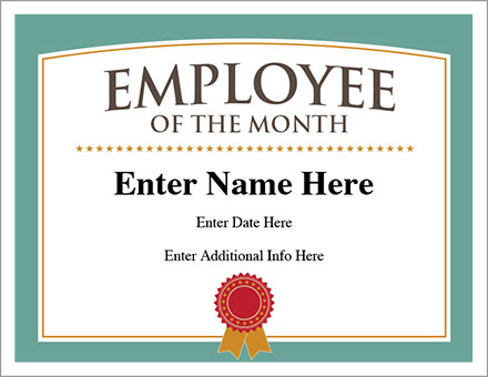 Employee of the Month Certificate