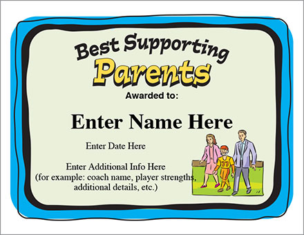 Best Supporting Parents Certificate