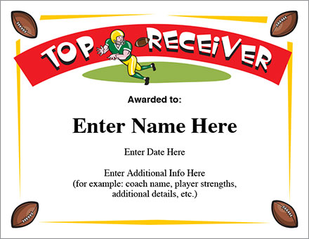Top Receiver Football Certificate