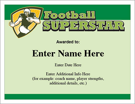 Football Superstar - Free Award Certificates