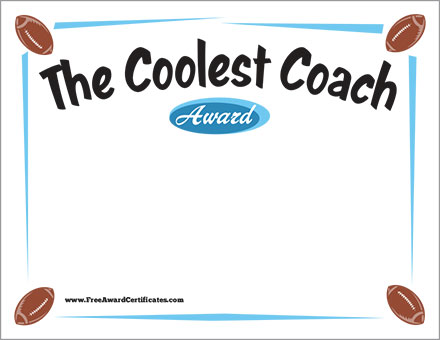 the coolest coach football certificate award template football certificates