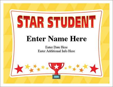 Star Student Certificate Free Award Certificates