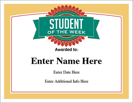 Student of the Week Certificate image