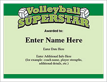 Volleyball Certificates - Free Award Templates