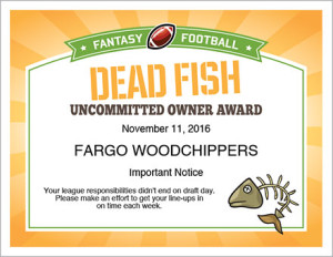 Dead Fish award certificate