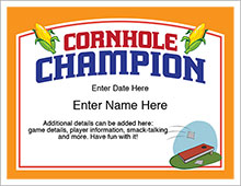 cornhole champion certificate