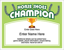 horse shoes champion certificate