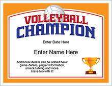 volleyball champion certificate