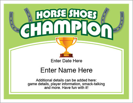 horse shoes award certificates