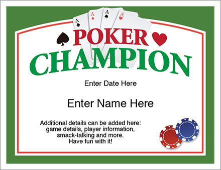 Poker Champion award certificate