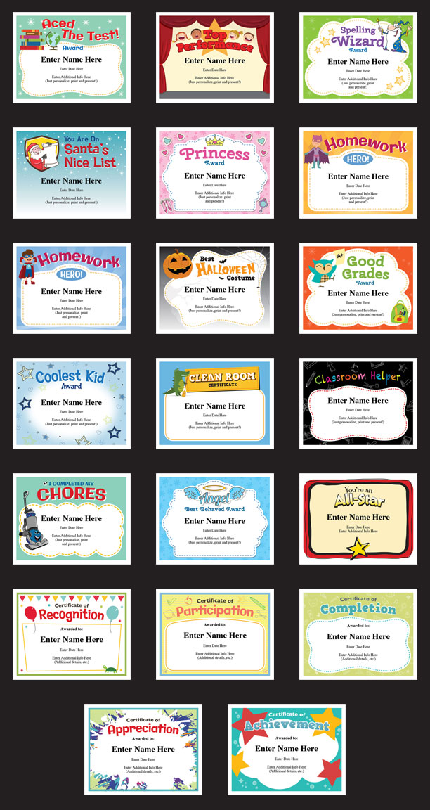 kid certificates grid image