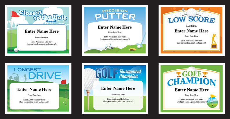 Golf Certificates Golfing Award Templates Golf Team Tournament
