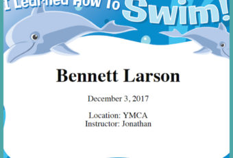 I can Swim certificate .