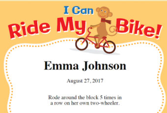 How To Teach Your Kid To Ride A Bike Free Award Certificates