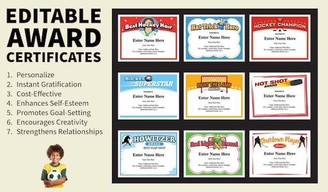 The significant value of editable award certificates.